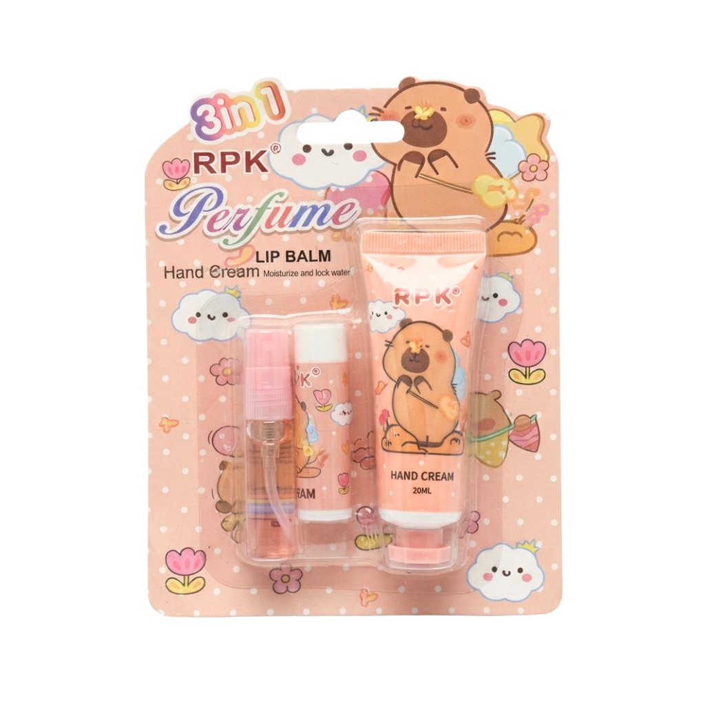 KIT LIPBALM, TÓNICO HIDRATANTE, CREMA DE MANOS CAPIBARA RPK