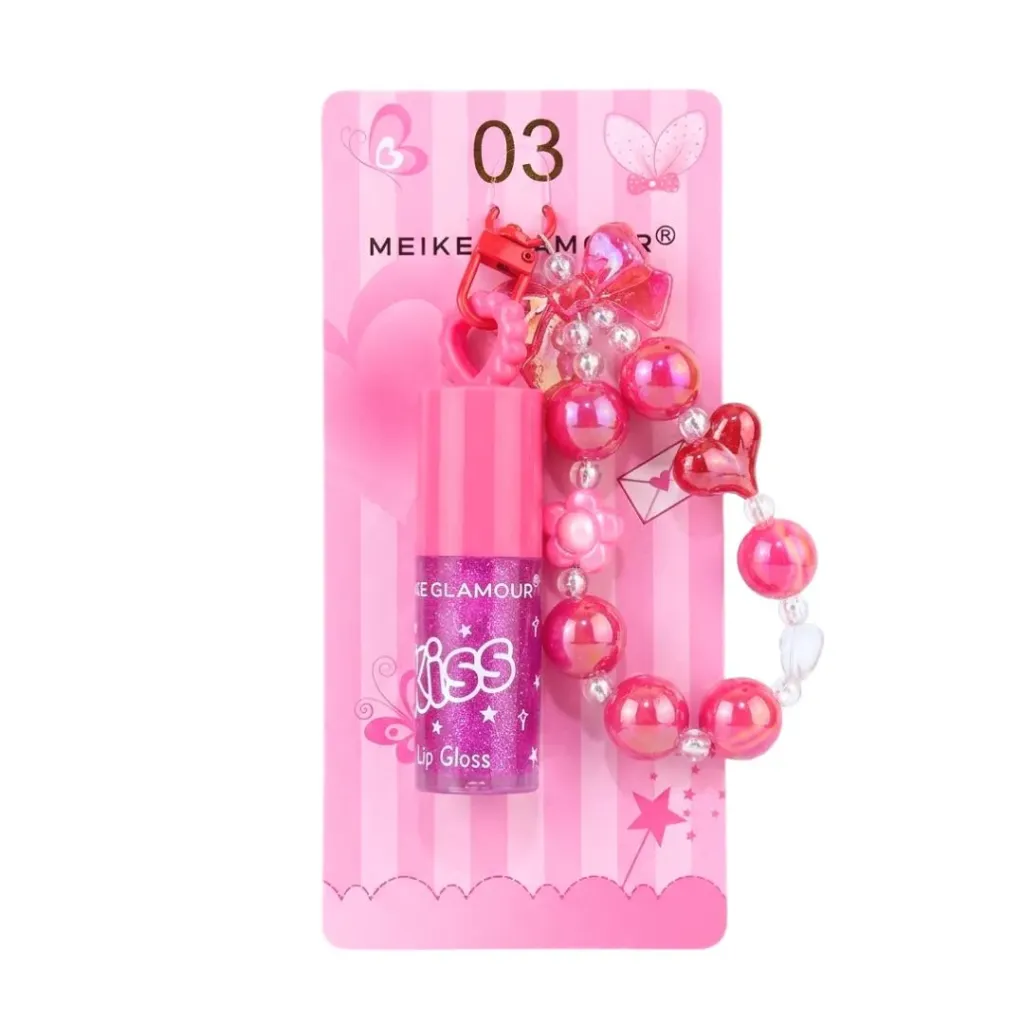 [MK171] LIP GLOSS CON LLAVERO KISS MEIKE GLAMOUR