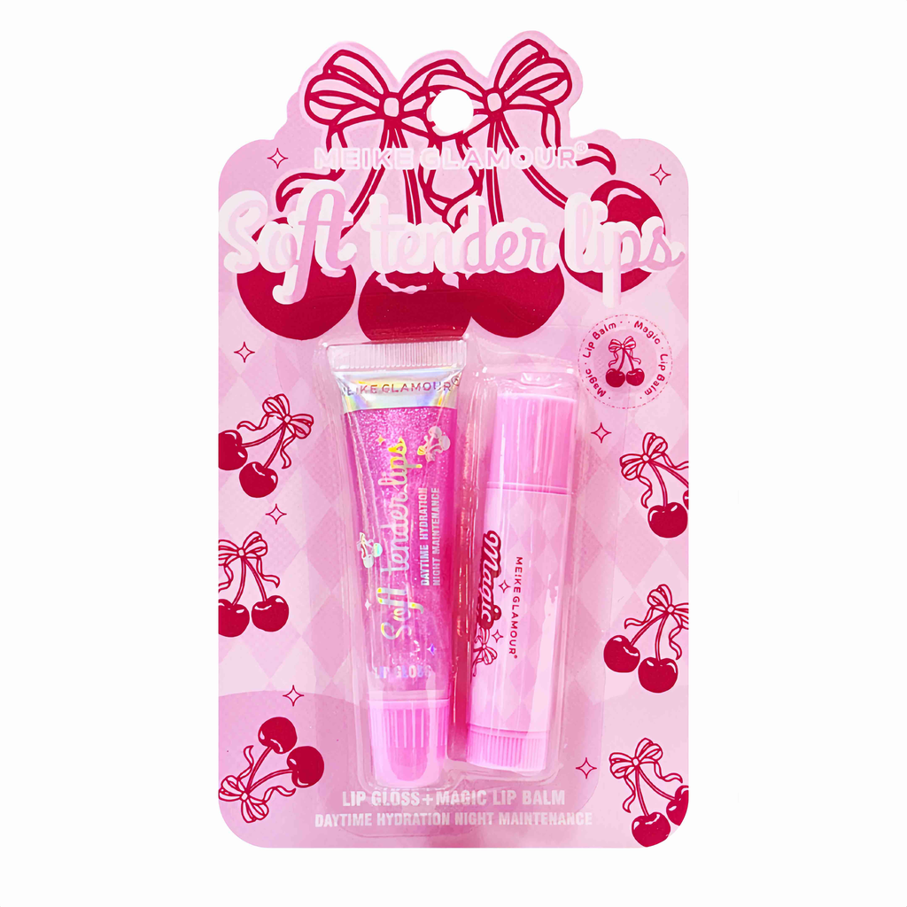 KIT DE LABIOS LIP GLOSS + LIP BALM MEIKE GLAMOUR