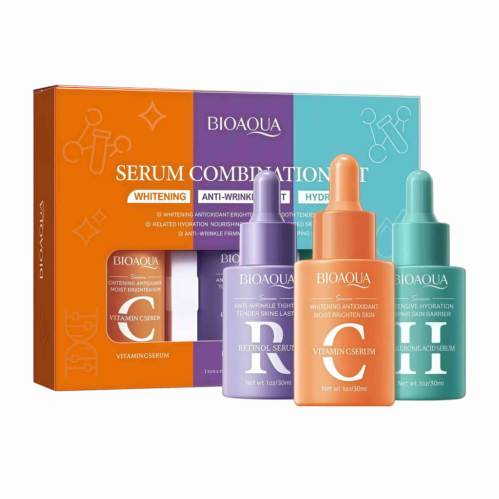 KIT DE SUEROS FACIALES ÁCIDO HIALURÓNICO, VITAMINA C Y RETINOL BIOAQUA