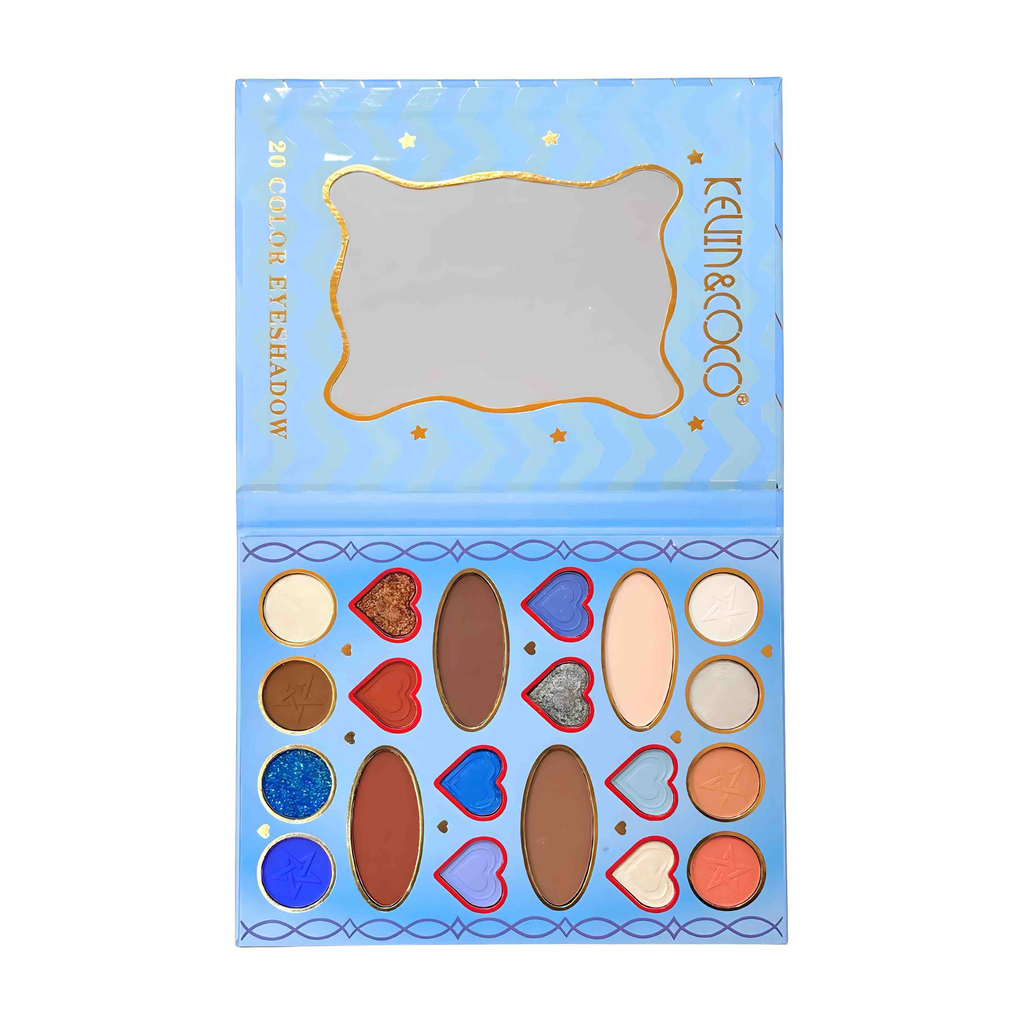 PALETA DE SOMBRAS X20 TONOS MINAKO COLOR AZUL KEVIN Y COCO