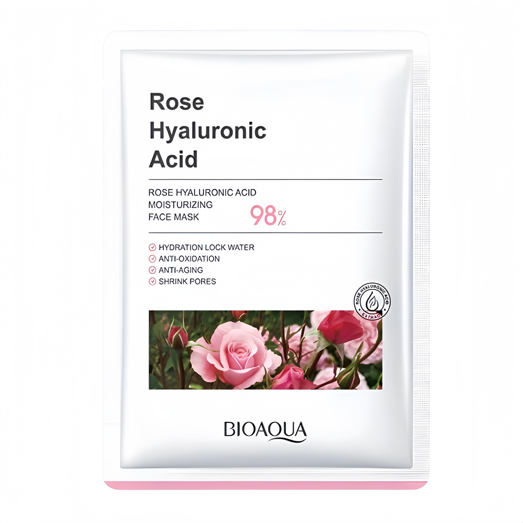 MASCARILLA EN VELO ÁCIDO HIALURÓNICO Y ROSAS BIOAQUA